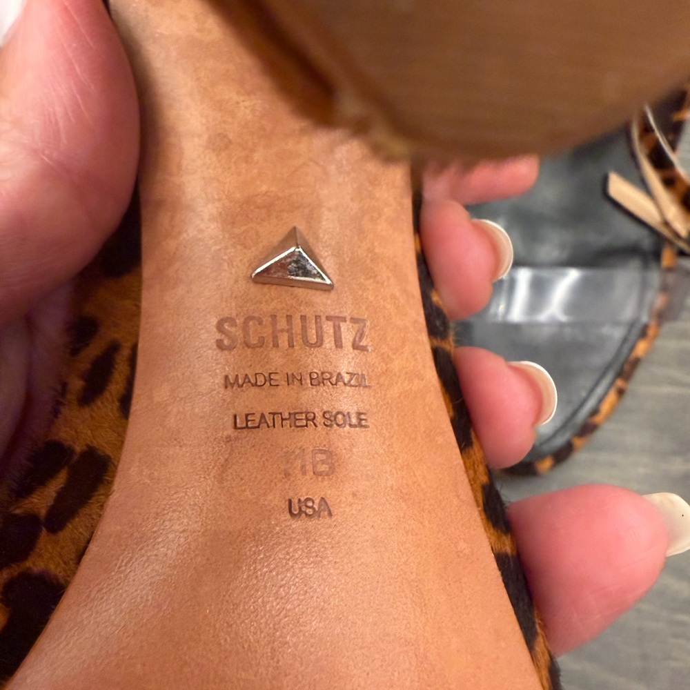 SCHUTZ Animal Print Heels with Clear Strap - Picture 4 of 5
